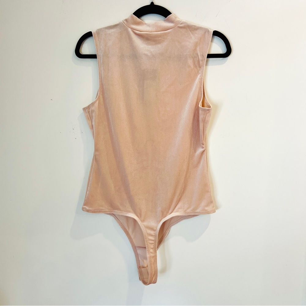 Guess | Soft Pink Velour Mock Neck Bodysuit - Picture 6 of 8